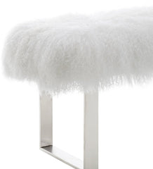 Sherpa Sheepskin Bench with Silver Base