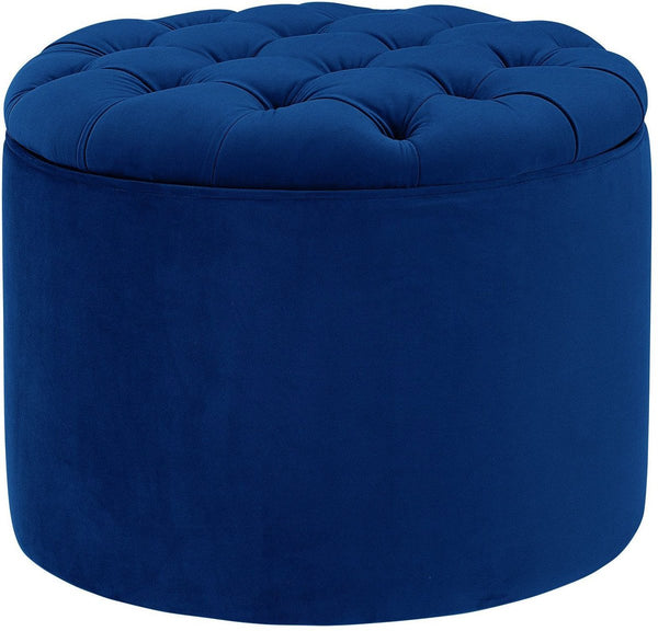 Queen Navy Velvet Storage Ottoman