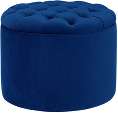 Queen Navy Velvet Storage Ottoman