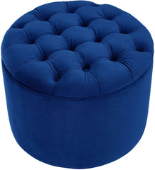 Queen Navy Velvet Storage Ottoman