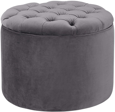Queen Grey Velvet Storage Ottoman - Heaven's Gate Home & Garden