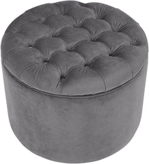 Queen Grey Velvet Storage Ottoman
