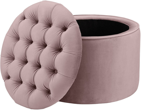 Queen Blush Velvet Storage Ottoman