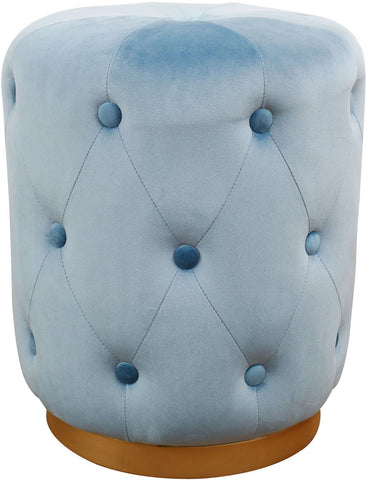 Skylar Blue Velvet Ottoman - Heaven's Gate Home & Garden