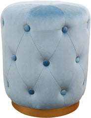 Skylar Blue Velvet Ottoman