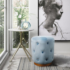 Skylar Blue Velvet Ottoman