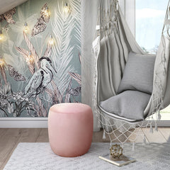 Willow Salmon Velvet Ottoman