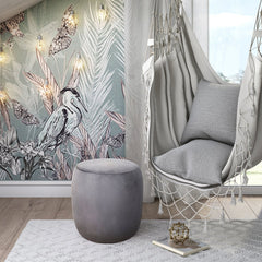 Willow Grey Velvet Ottoman