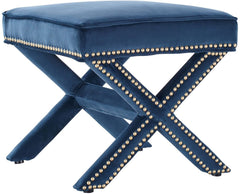 Reese Navy Velvet Ottoman