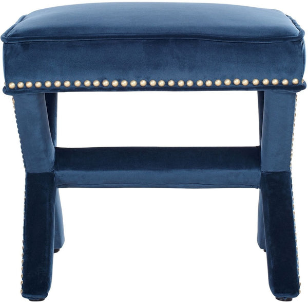 Reese Navy Velvet Ottoman