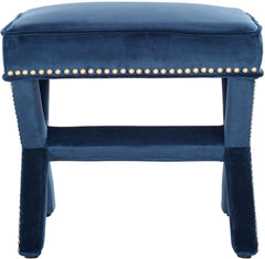 Reese Navy Velvet Ottoman