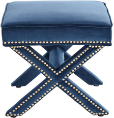Reese Navy Velvet Ottoman