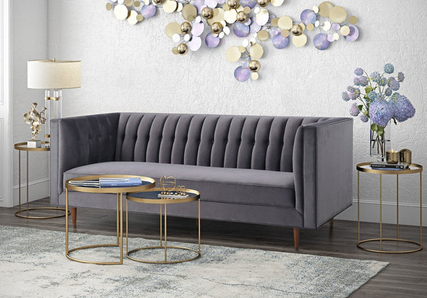 Sebastian Grey Velvet Sofa