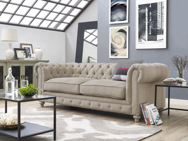 Oxford Beige Linen Sofa