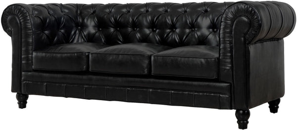 Zahara Black Leather Sofa