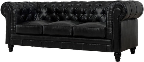 Zahara Black Leather Sofa - Heaven's Gate Home & Garden