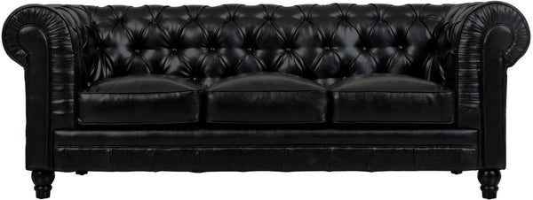 Zahara Black Leather Sofa