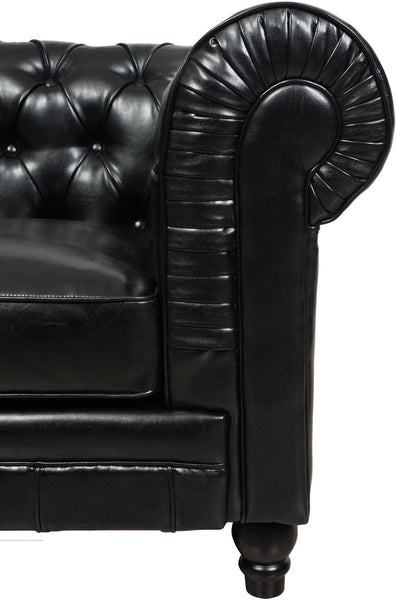 Zahara Black Leather Sofa