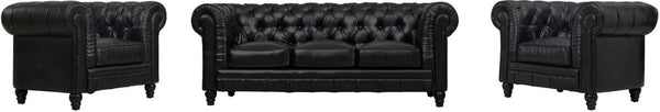 Zahara Black Leather Sofa