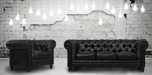 Zahara Black Leather Sofa