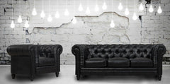 Zahara Black Leather Sofa