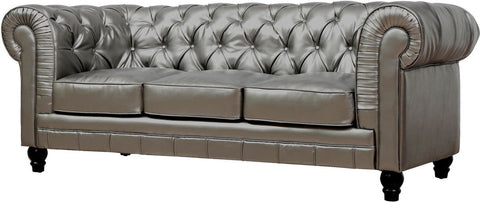 Zahara Silver Leather Sofa - Heaven's Gate Home & Garden