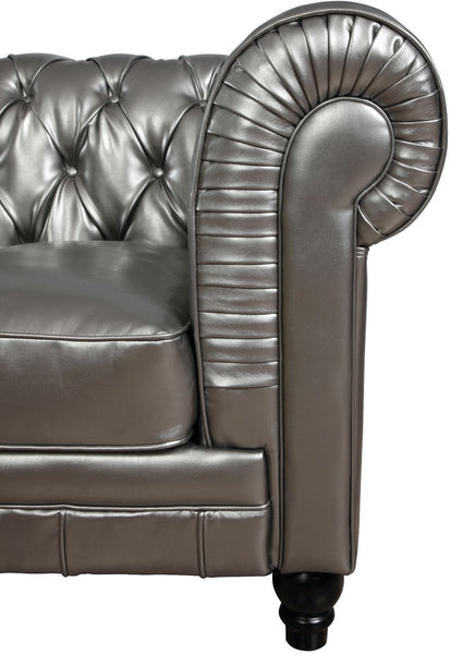 Zahara Silver Leather Sofa