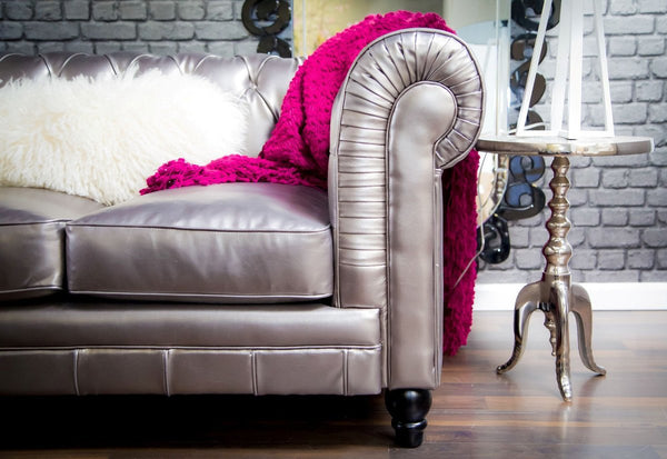 Zahara Silver Leather Sofa