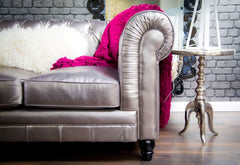 Zahara Silver Leather Sofa