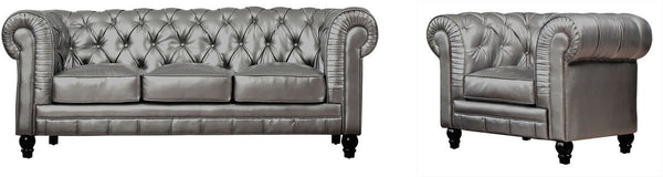 Zahara Silver Leather Sofa