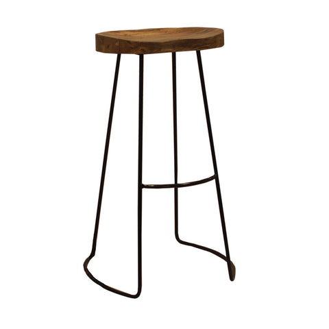 The Urban Port The Urban Port Brand Classy Wooden Barstool With Iron Legs (Long)