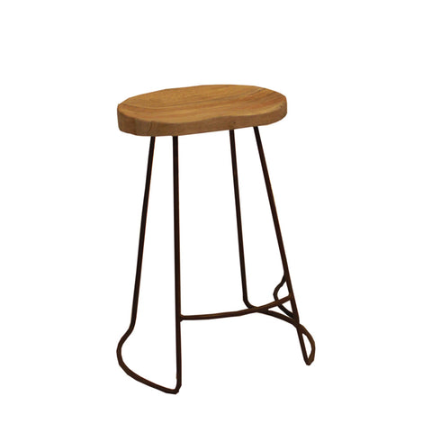 The Urban Port The Urban Port Brand Attractive Wooden Barstool With Iron Legs (Short)