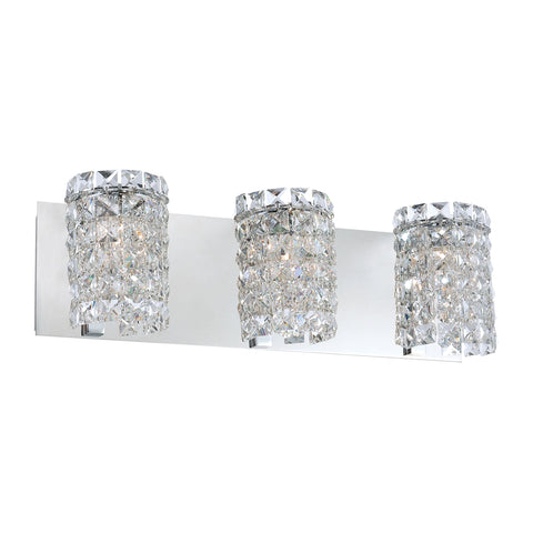 Queen 3 Light Vanity In Chrome And Clear Crystal Glass