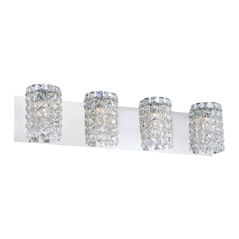 Queen 4 Light Vanity In Chrome And Clear Crystal Glass