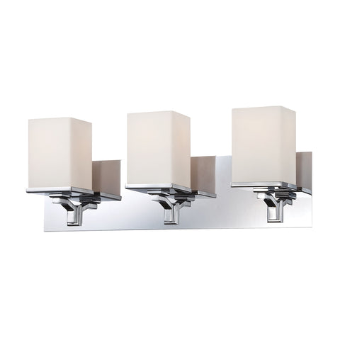 Ramp 3 Light Vanity In Chrome And White Opal Glass