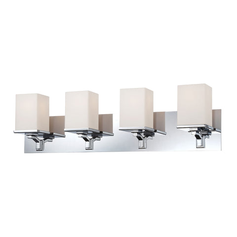 Ramp 4 Light Vanity In Chrome And White Opal Glass