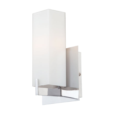 Moderno 1 Light Sconce In Chrome And White Opal Glass