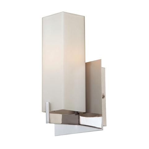 Moderno 1 Light Sconce In Matte Satin Nickel And White Opal Glass