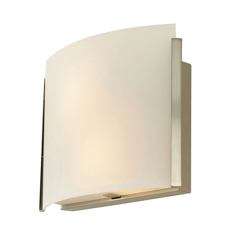 Pannelli Arc 2 Light Sconce In Satin Nickel And White Opal Glass