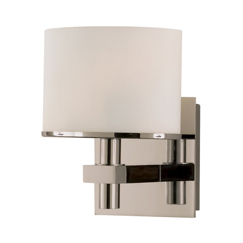 Ombra 1 Light Vanity In Satin Nickel And White Opal Glass