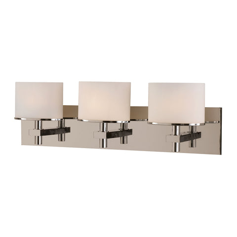 Ombra 3 Light Vanity In Satin Nickel And White Opal Glass