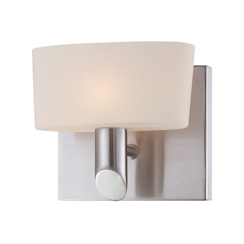 Toby 1 Light Vanity In Satin Nickel And White Opal Glass