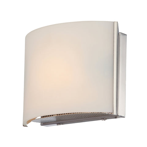 Pandora 1 Light Vanity In Satin Nickel And White Opal Glass