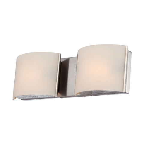 Pandora 2 Light Vanity In Satin Nickel And White Opal Glass