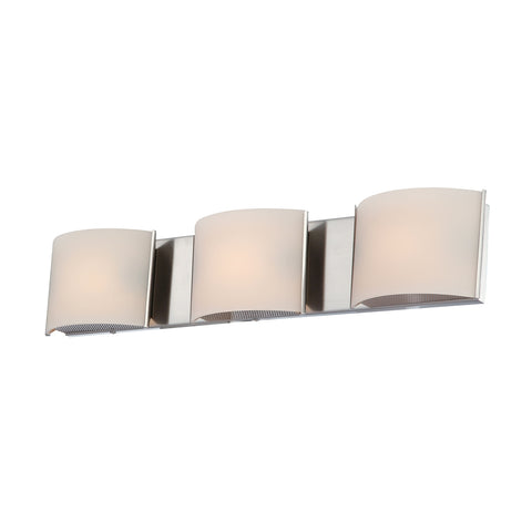 Pandora 3 Light Vanity In Satin Nickel And White Opal Glass