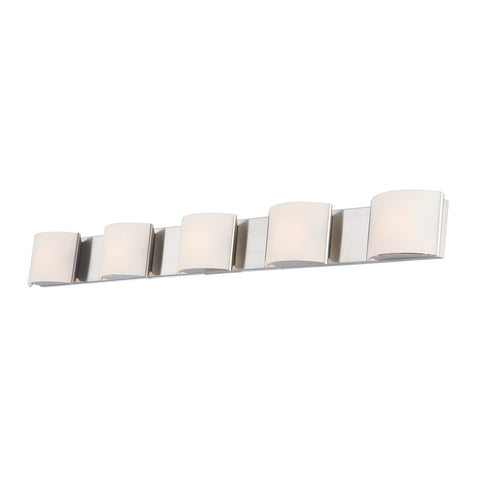 Pandora 5 Light Vanity In Chrome And White Opal Glass