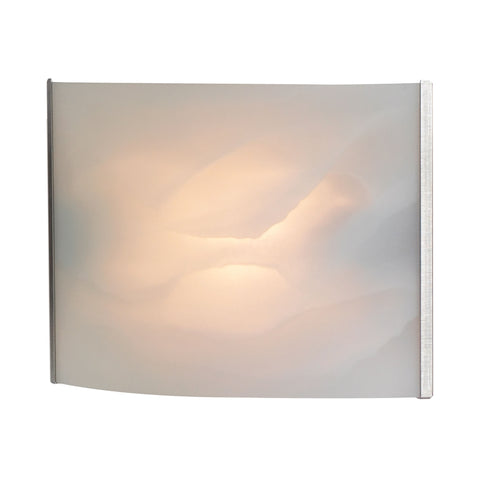 Pannelli 1 Light Vanity In Stainless Steel And Hand-Moulded White Alabaster Glass