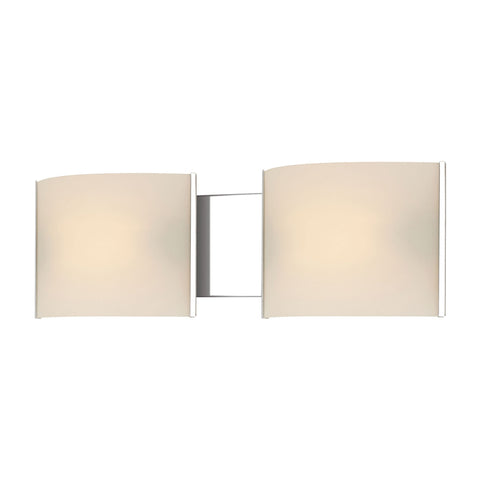 Pannelli 2 Light Vanity In Chrome And Hand-Moulded White Opal Glass