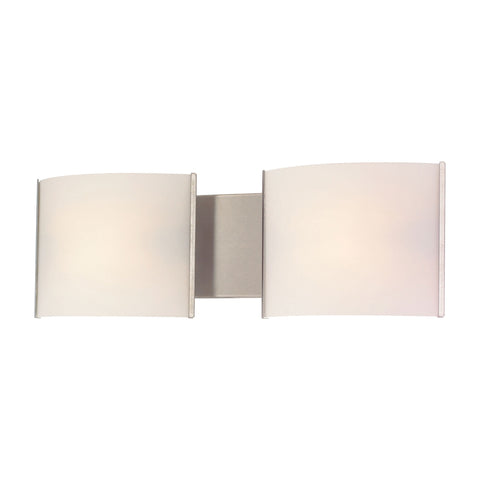 Pannelli 2 Light Vanity In Stainless Steel And Hand-Moulded White Opal Glass