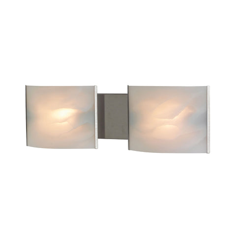 Pannelli 2 Light Vanity In Stainless Steel And Hand-Moulded White Alabaster Glass